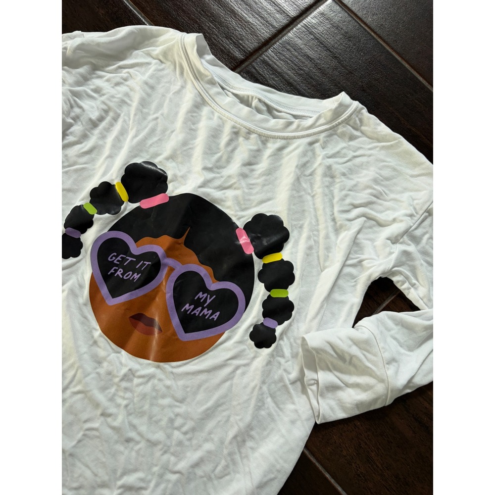 Elle Olivia Girls White Bamboo Viscose Get It From My Mama Pajama Top 5T